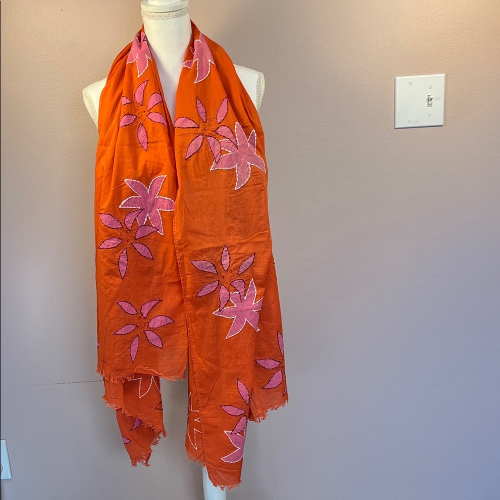 Brooks Brothers Orange Scarf with Pink Accents